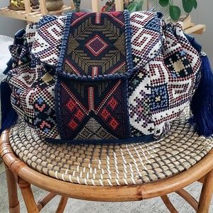 Multi color tribal ethnic duffle purse bag